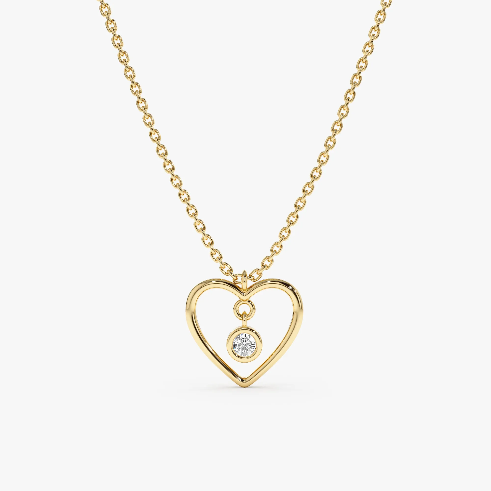 Diamond In Heart Outline Necklace, Anabella