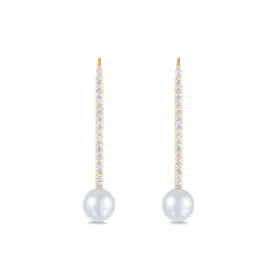 Diamond Pearl Stick Earrings