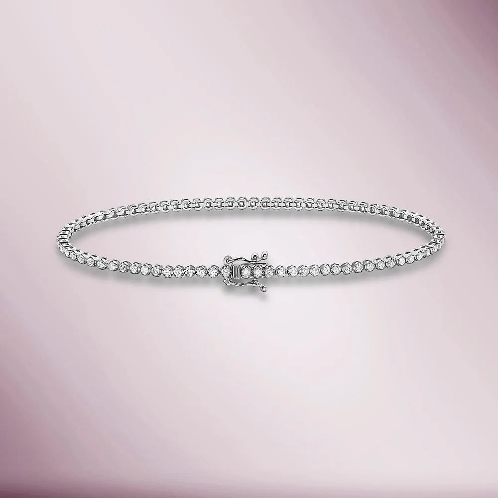 Diamond Tennis Bracelet (1.00 ct.) Buttercup Setting in 14K Gold