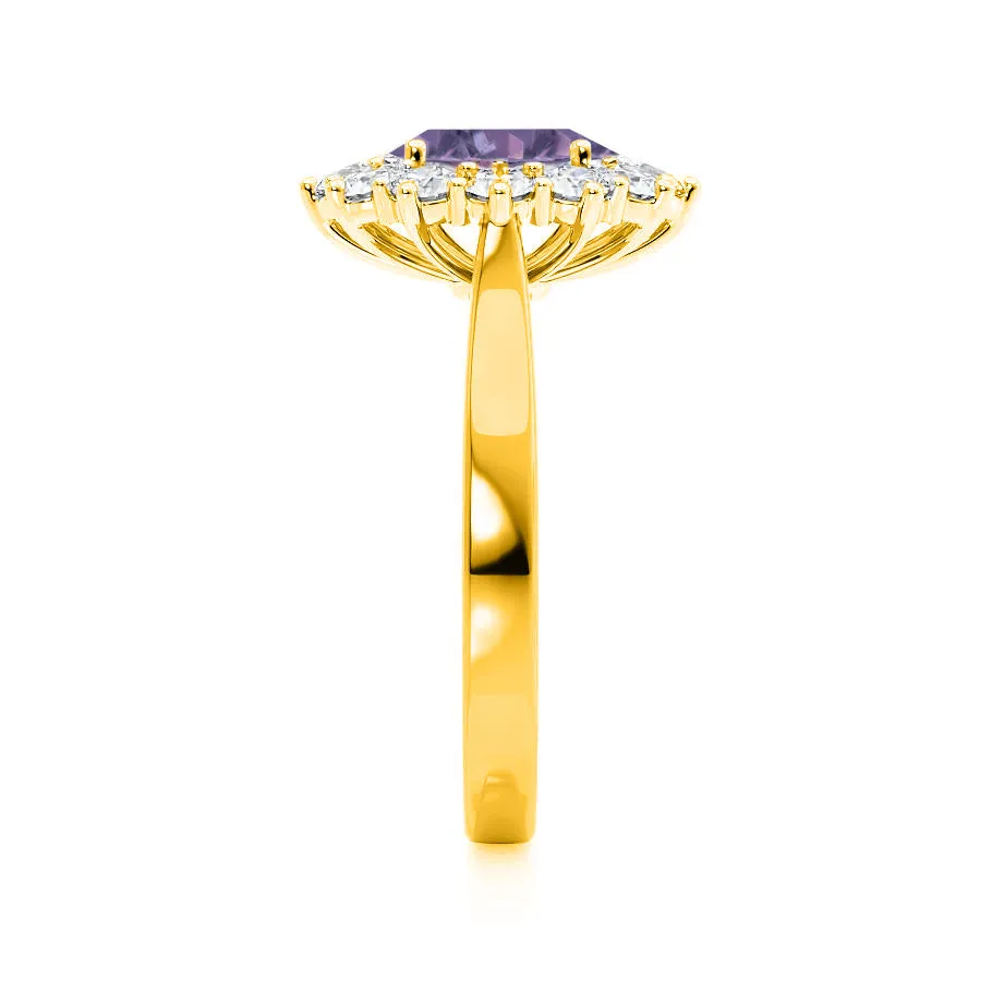 DIANA - Chatham® Alexandrite & Lab Diamond 18k Yellow Gold