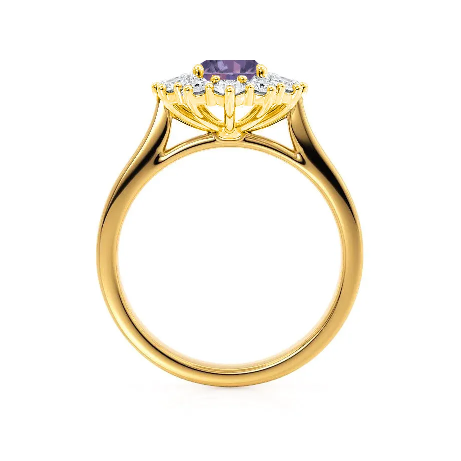 DIANA - Chatham® Alexandrite & Lab Diamond 18k Yellow Gold