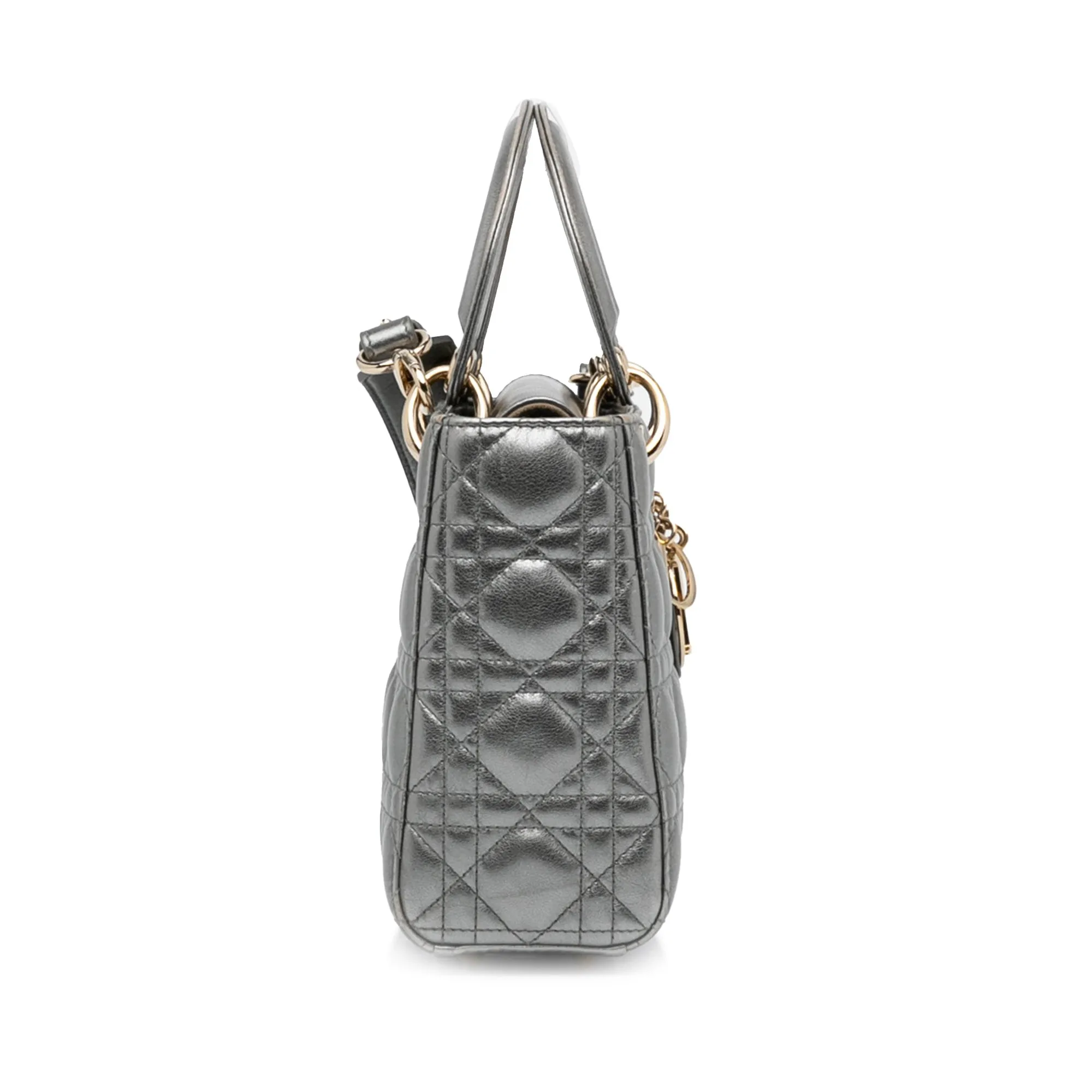 Dior Lady Dior My ABCDior Silver Cannage Quilted Leather