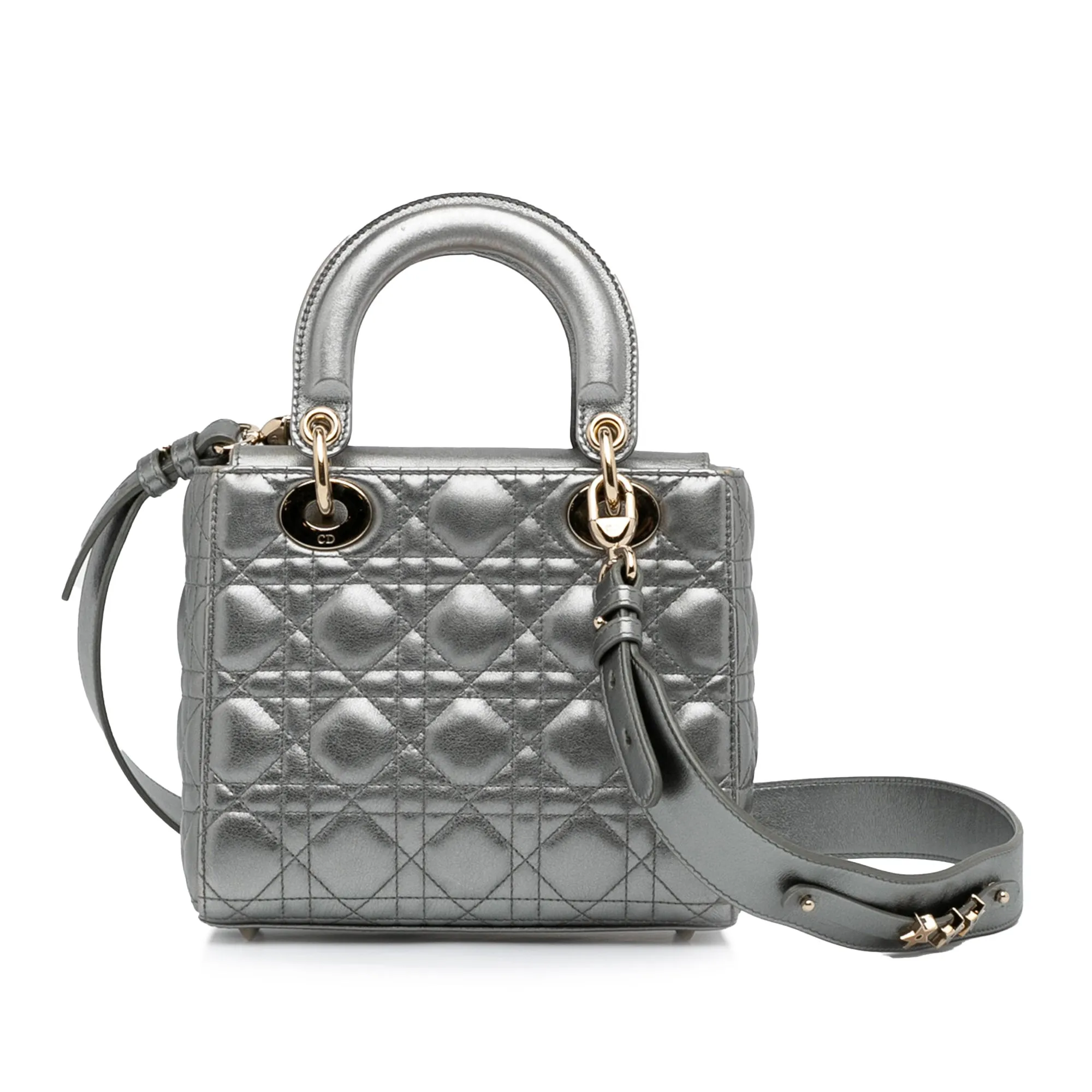 Dior Lady Dior My ABCDior Silver Cannage Quilted Leather