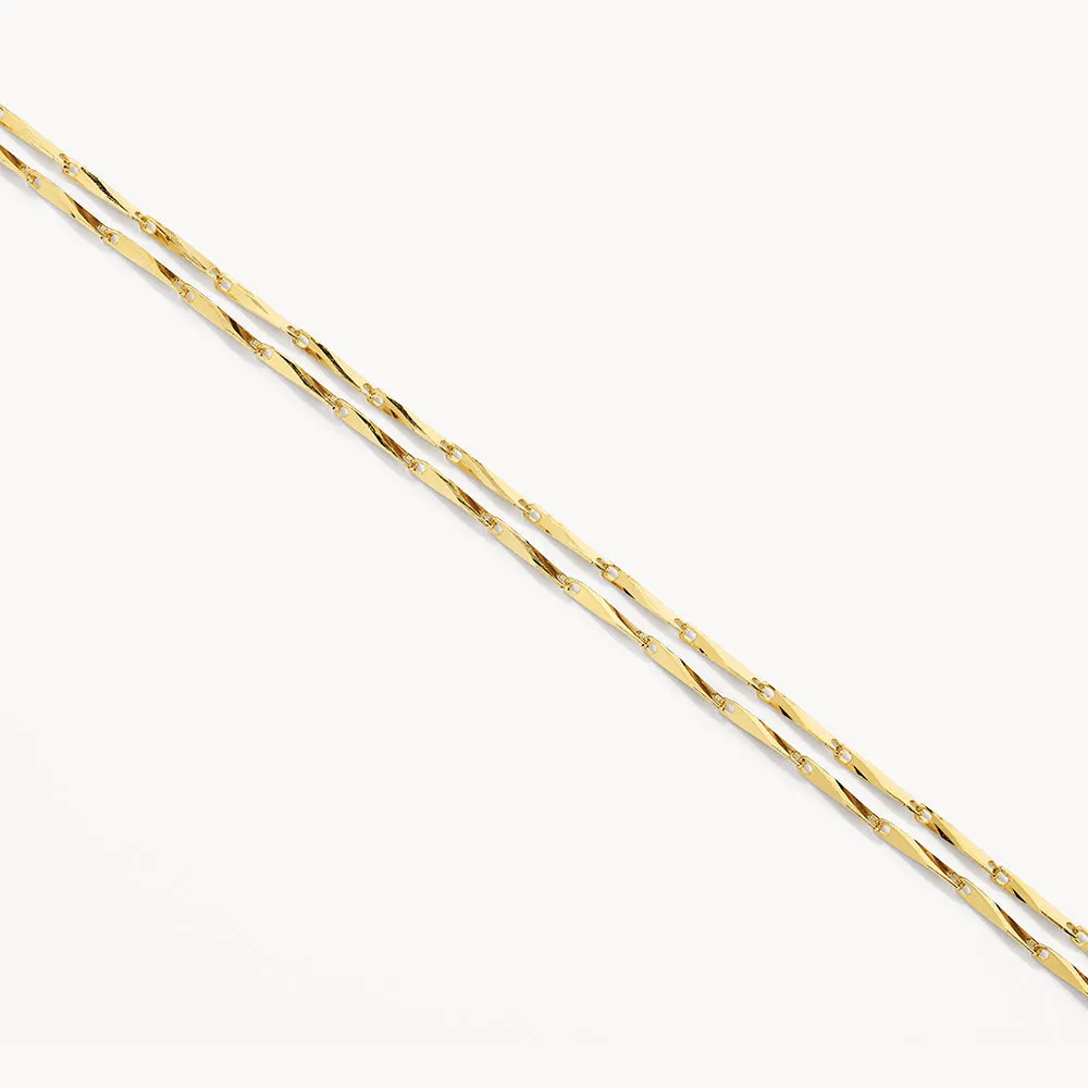 Double Twist Bar Link Chain Bracelet in Gold