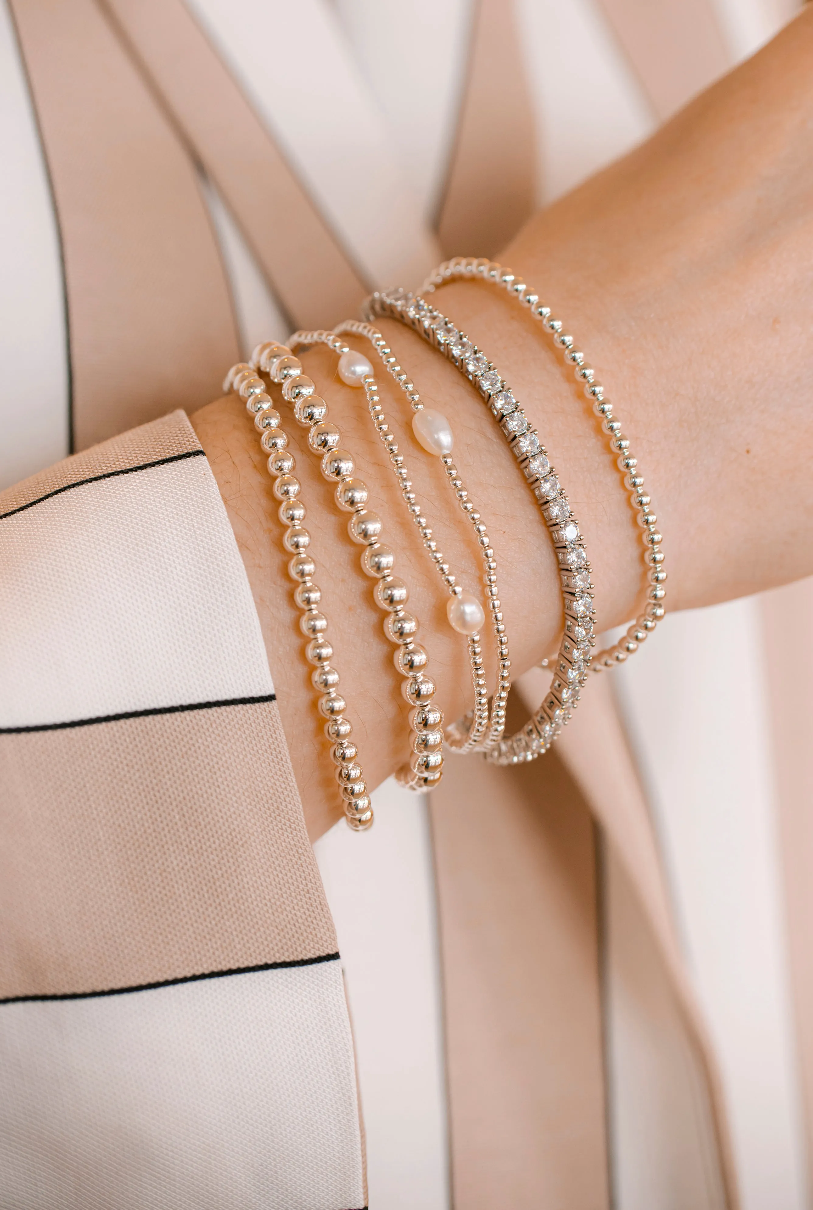 Double Wrap Pearl Bracelet | Silver