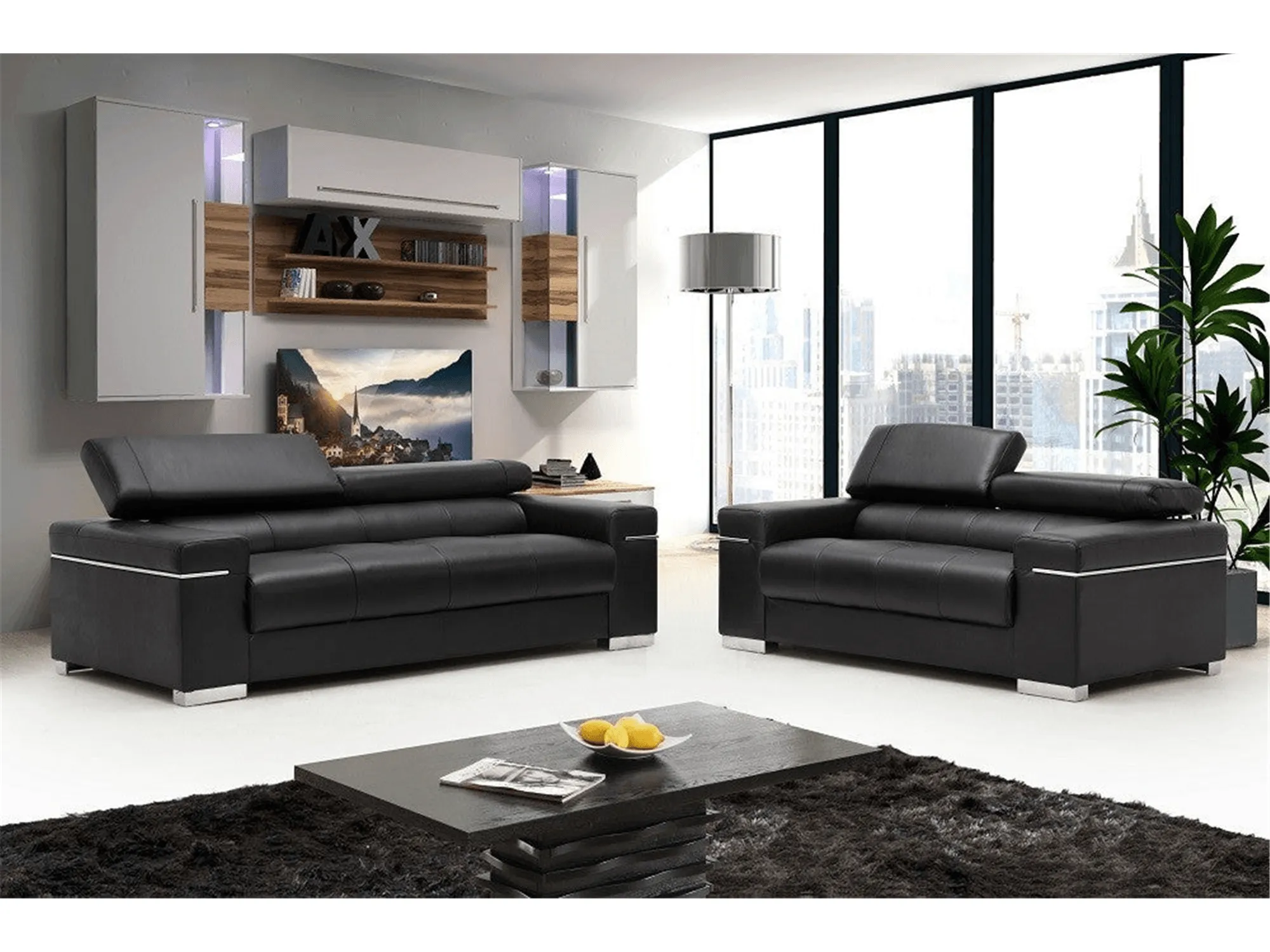 Downtown Leather Sofa in Black