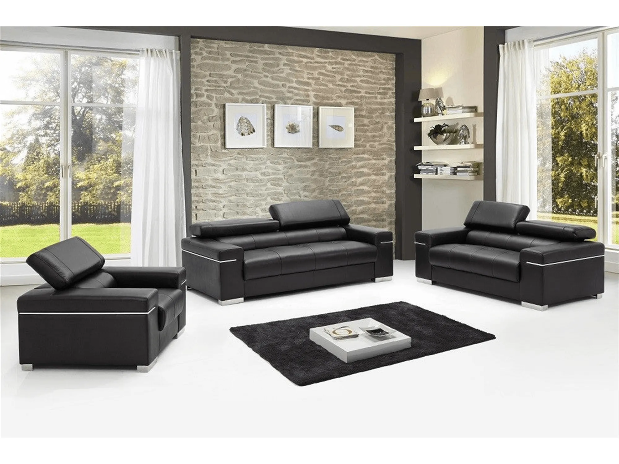 Downtown Leather Sofa in Black