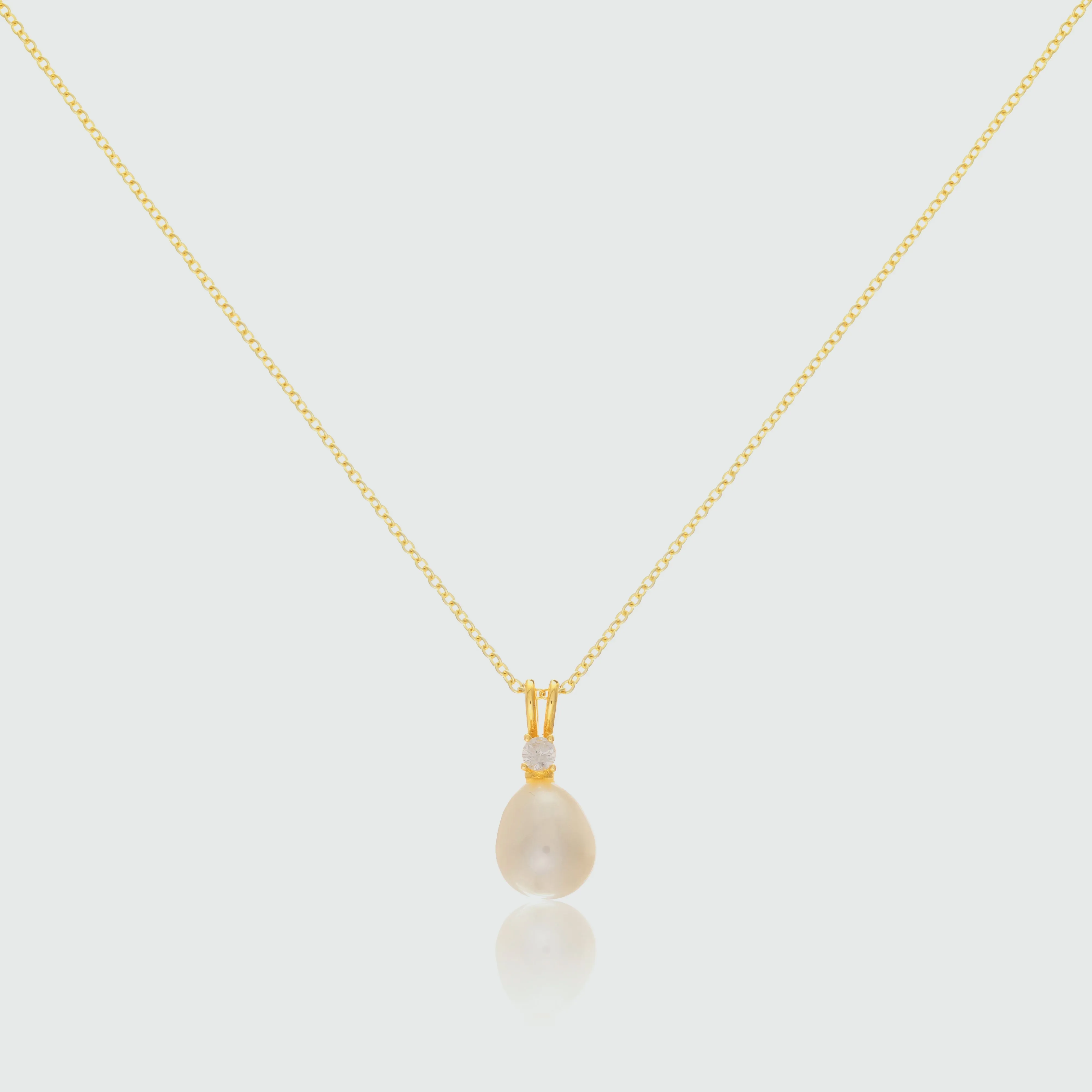 Drayton White Pearl & Cubic Zirconia Yellow Gold Vermeil Oval Pendant