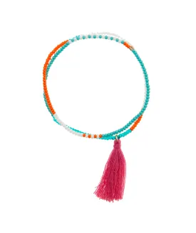 Elastic Tassel Wrap Bracelet - TURQUOISE