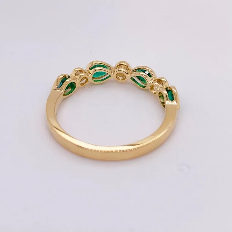 Emerald and Diamond Band Ring