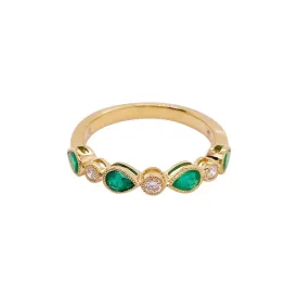 Emerald and Diamond Band Ring