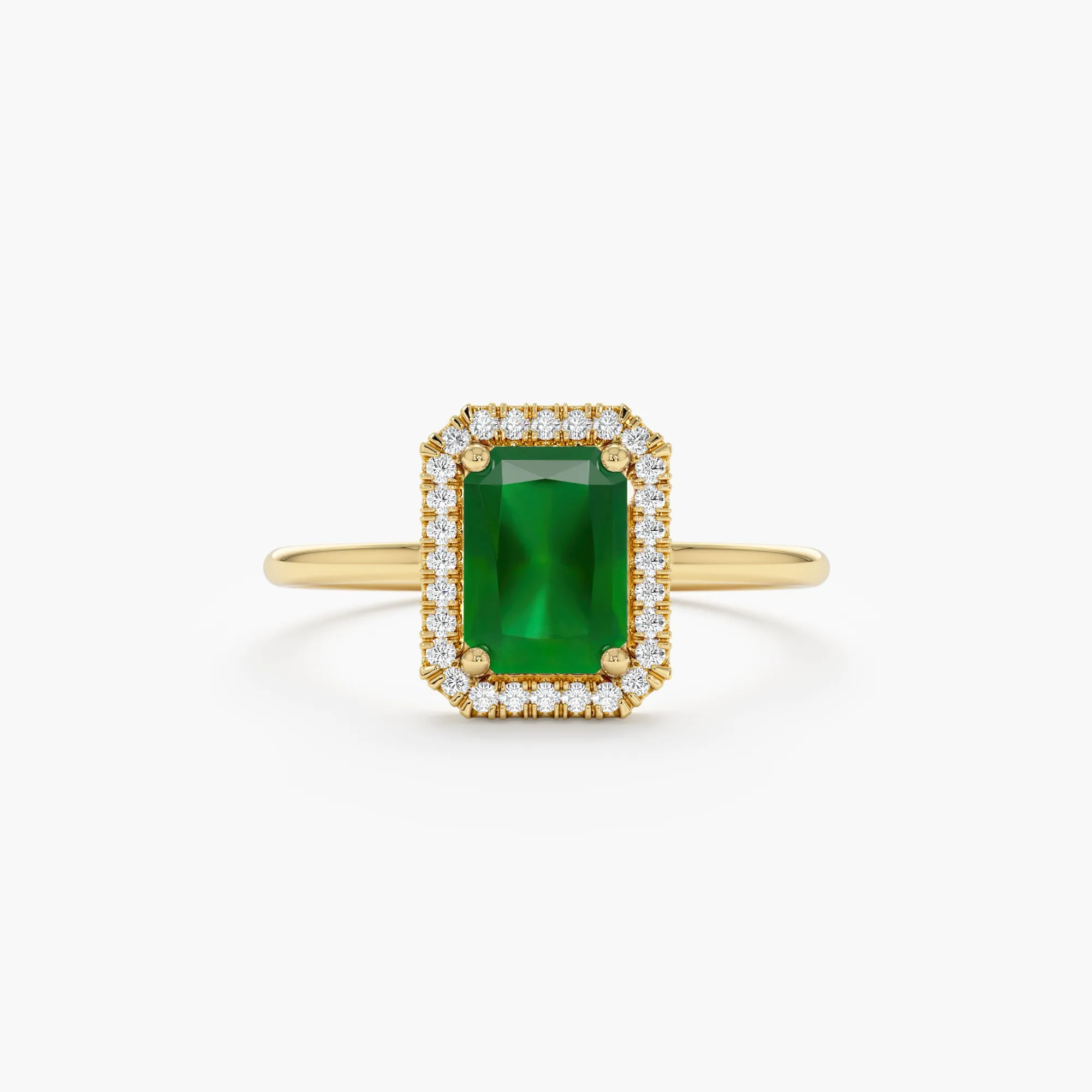 Emerald and Diamond Bold Engagement Ring, Juliet