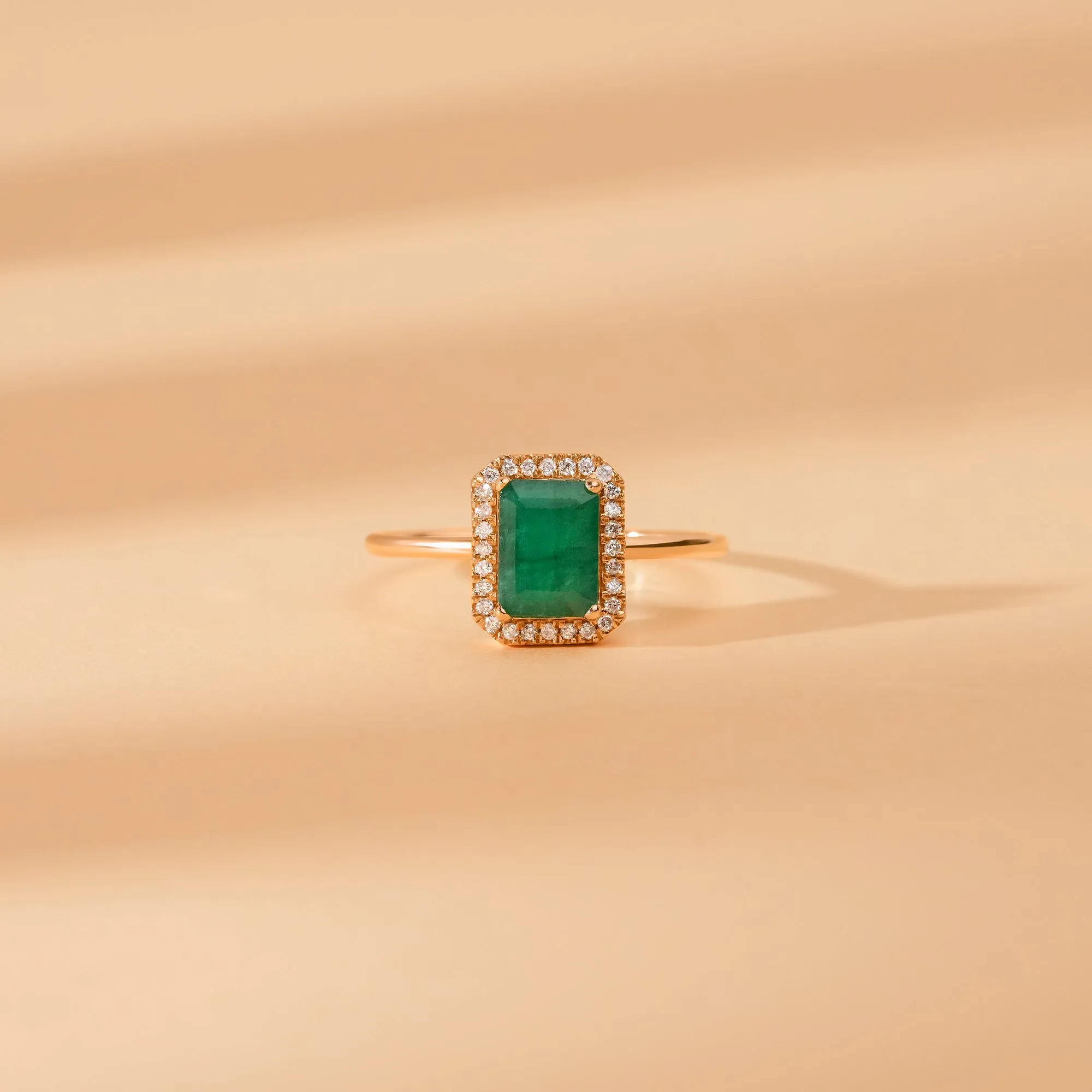 Emerald and Diamond Bold Engagement Ring, Juliet