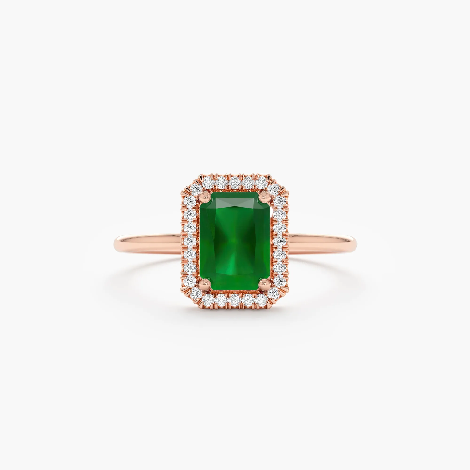 Emerald and Diamond Bold Engagement Ring, Juliet