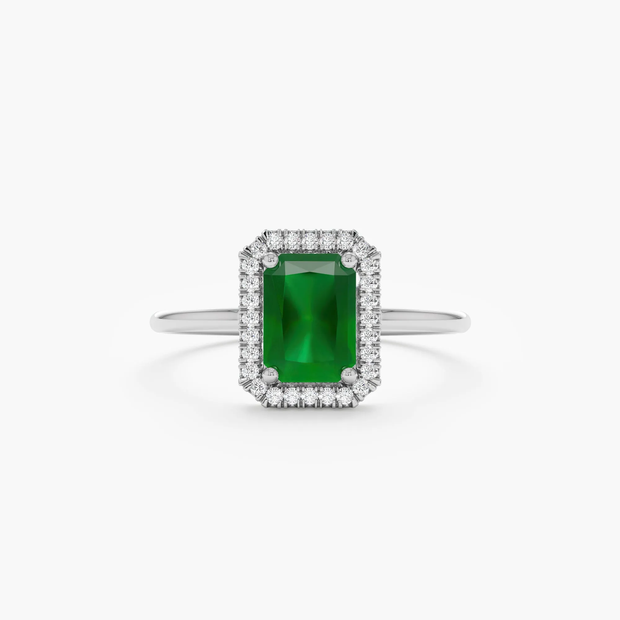 Emerald and Diamond Bold Engagement Ring, Juliet