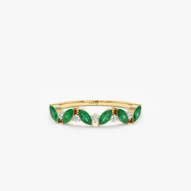 Emerald and Diamond Half Eternity Ring, Cruz