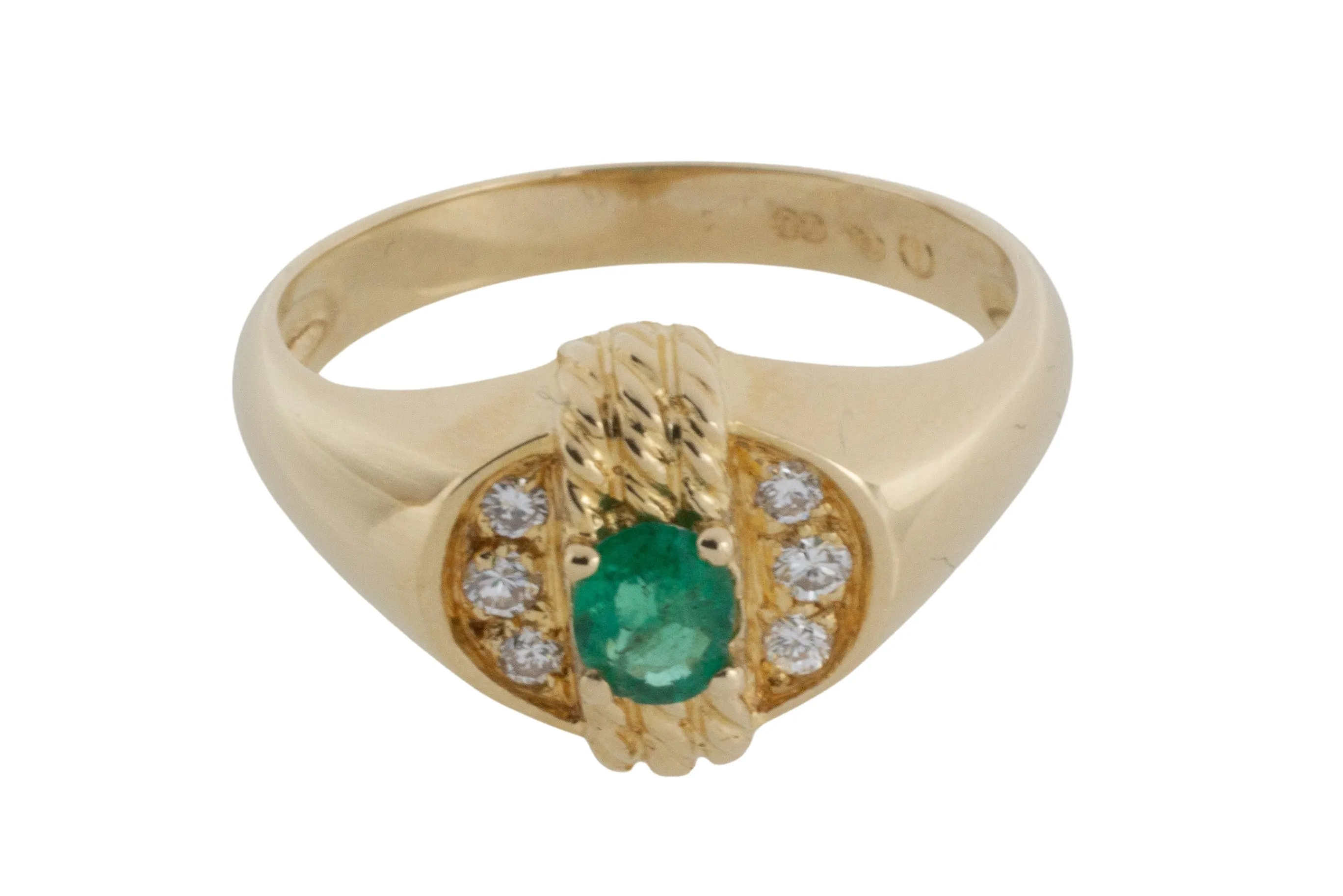 Emerald and diamond ring in 18 carat gold