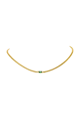 Emerald Curb Necklace Green 14K Gold Plated