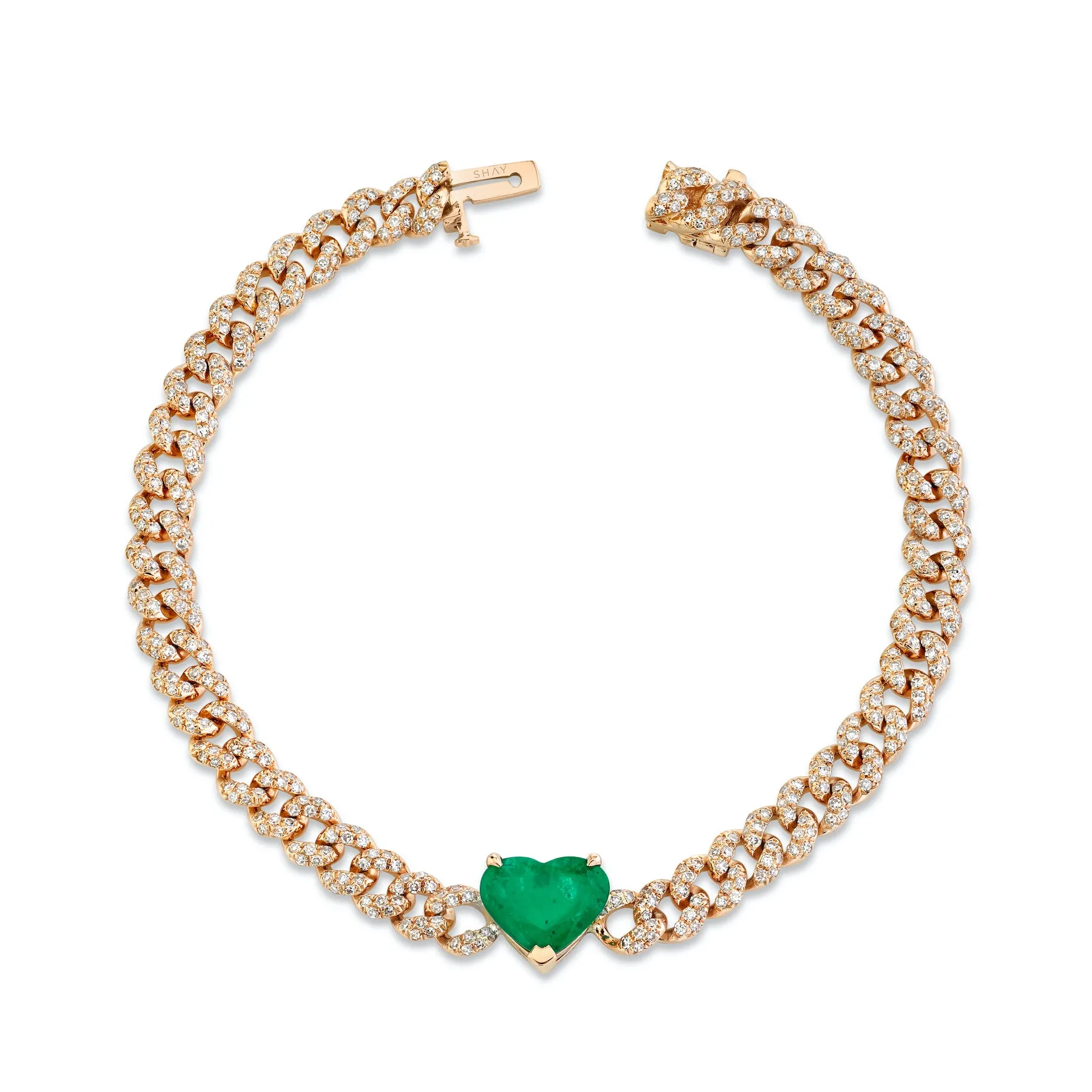 EMERALD HEART PAVE MINI LINK BRACELET