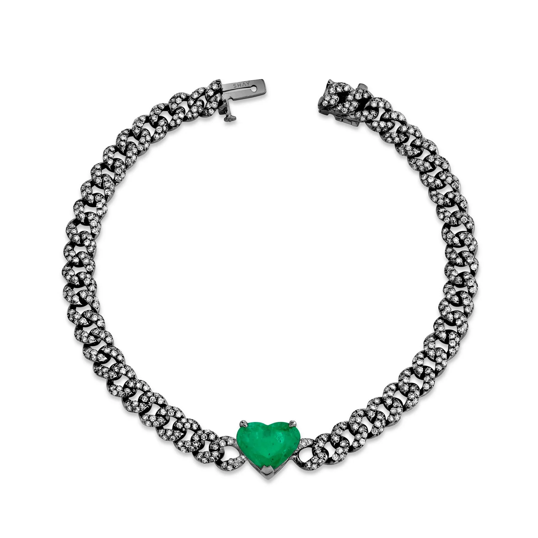 EMERALD HEART PAVE MINI LINK BRACELET