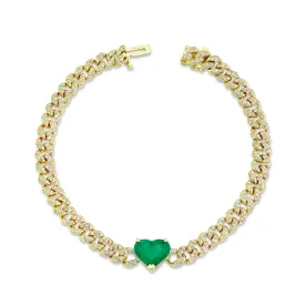 EMERALD HEART PAVE MINI LINK BRACELET