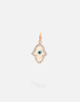 Evil Eye Charm Pendant - Hamsa Hand with Diamonds