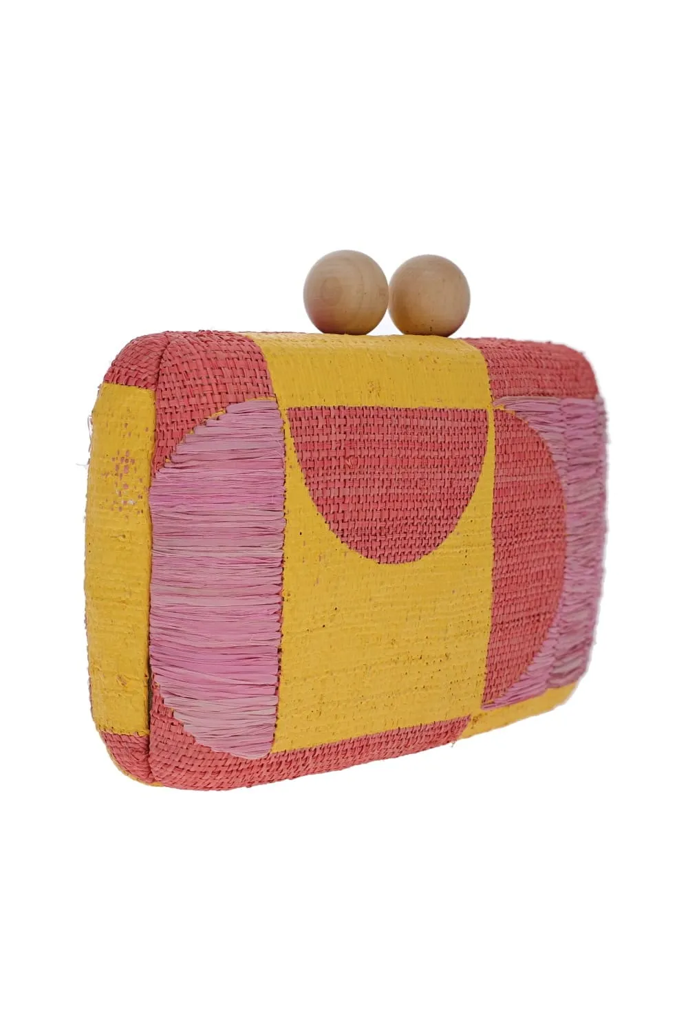 Faye Pink Embroidered Straw Clutch