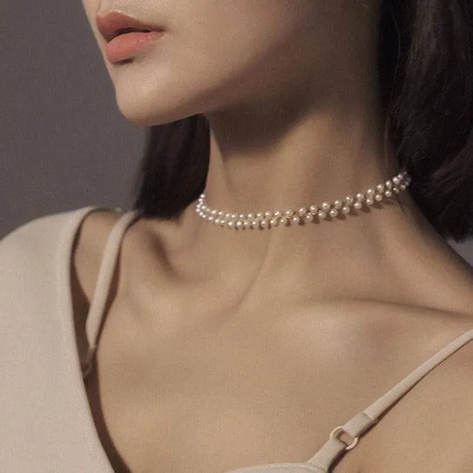 FELICITY Layered Rice Pearls Choker Necklace and Bracelet ( Purchase individually)