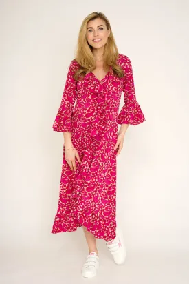 Felicity Midi Dress Hot Pink Swirl