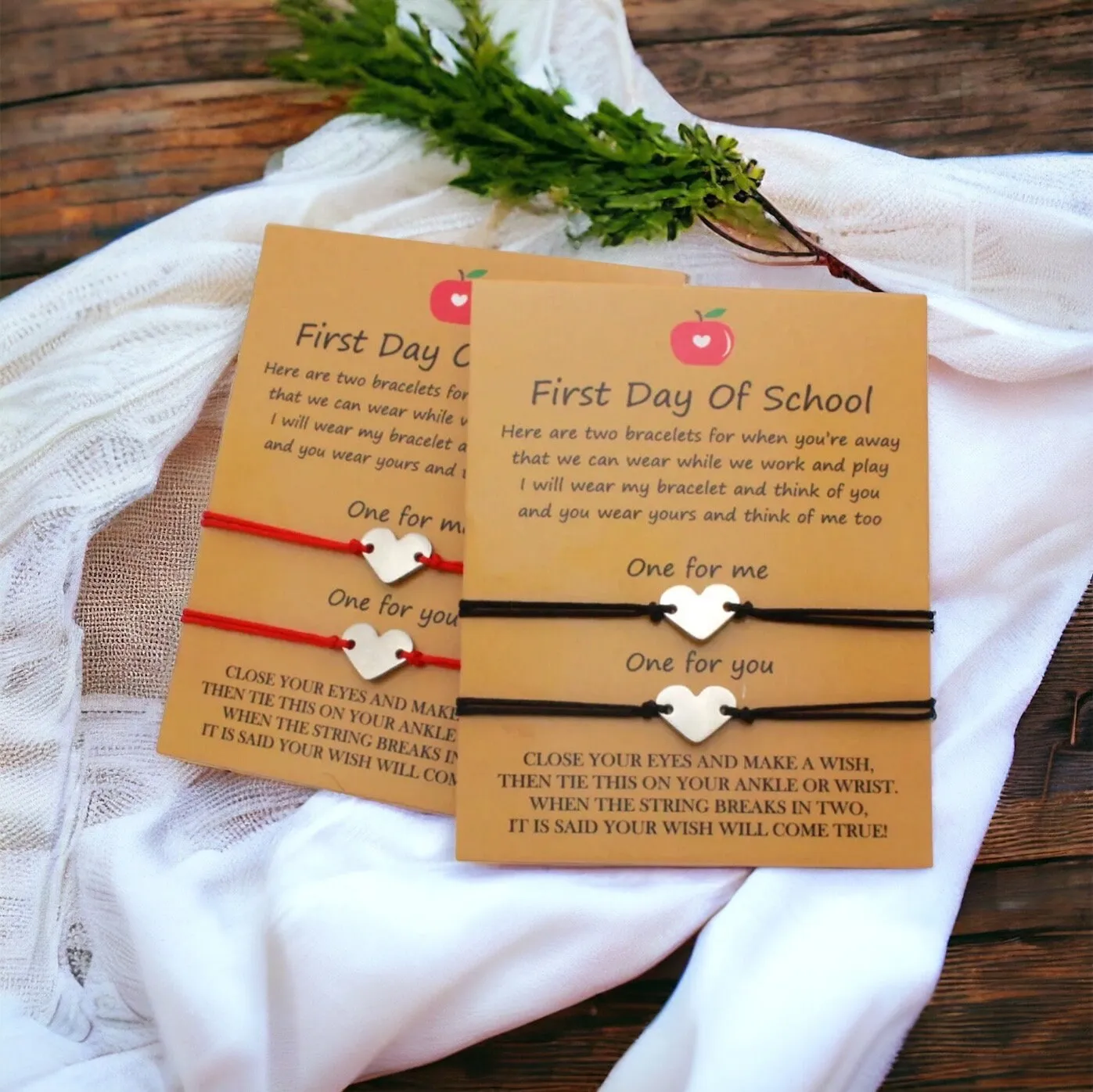 First Day of School Bracelet - Friendship Bracelet, Back to School, New School, Wish Bracelet, Encouragement, Parent Child Bracelet