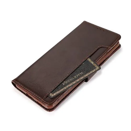 Folio Wallet Brown Vegan Leather Case - Samsung Galaxy S21 Ultra