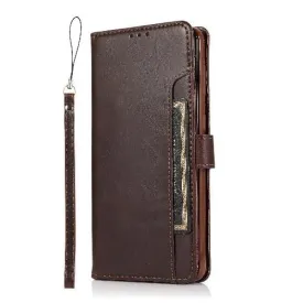 Folio Wallet Brown Vegan Leather Case - Samsung Galaxy S21 Ultra