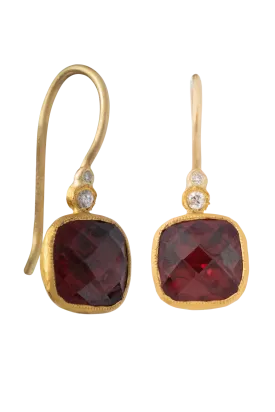 Garnet & Diamond Drop Earrings