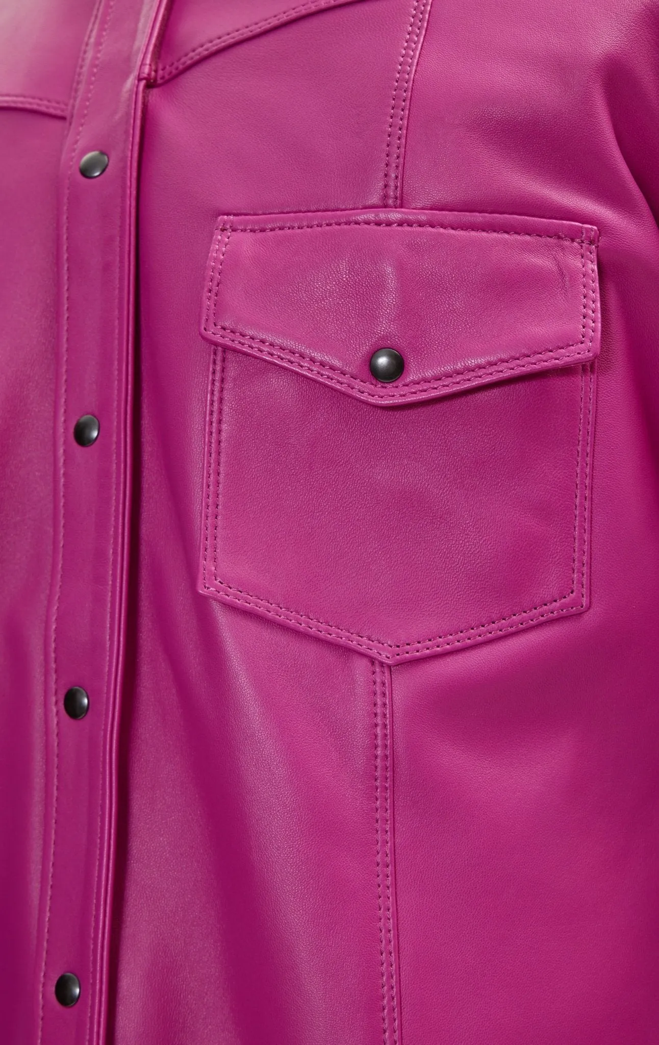 Genuine Lambskin Leather Shirt - Fuchsia