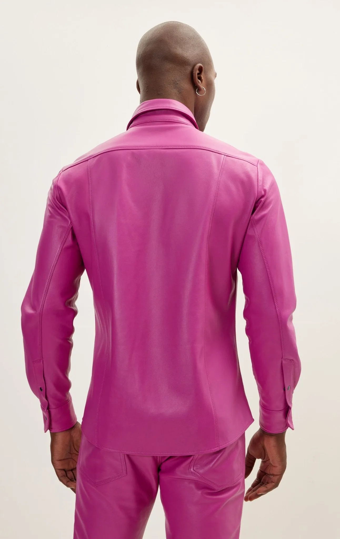 Genuine Lambskin Leather Shirt - Fuchsia