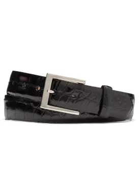 Glazed American Alligator Belt | Black