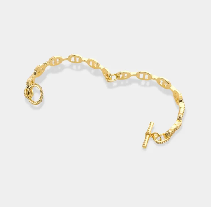 Gold Mariner Pave Cuff w/Toggle Lock