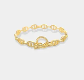 Gold Mariner Pave Cuff w/Toggle Lock