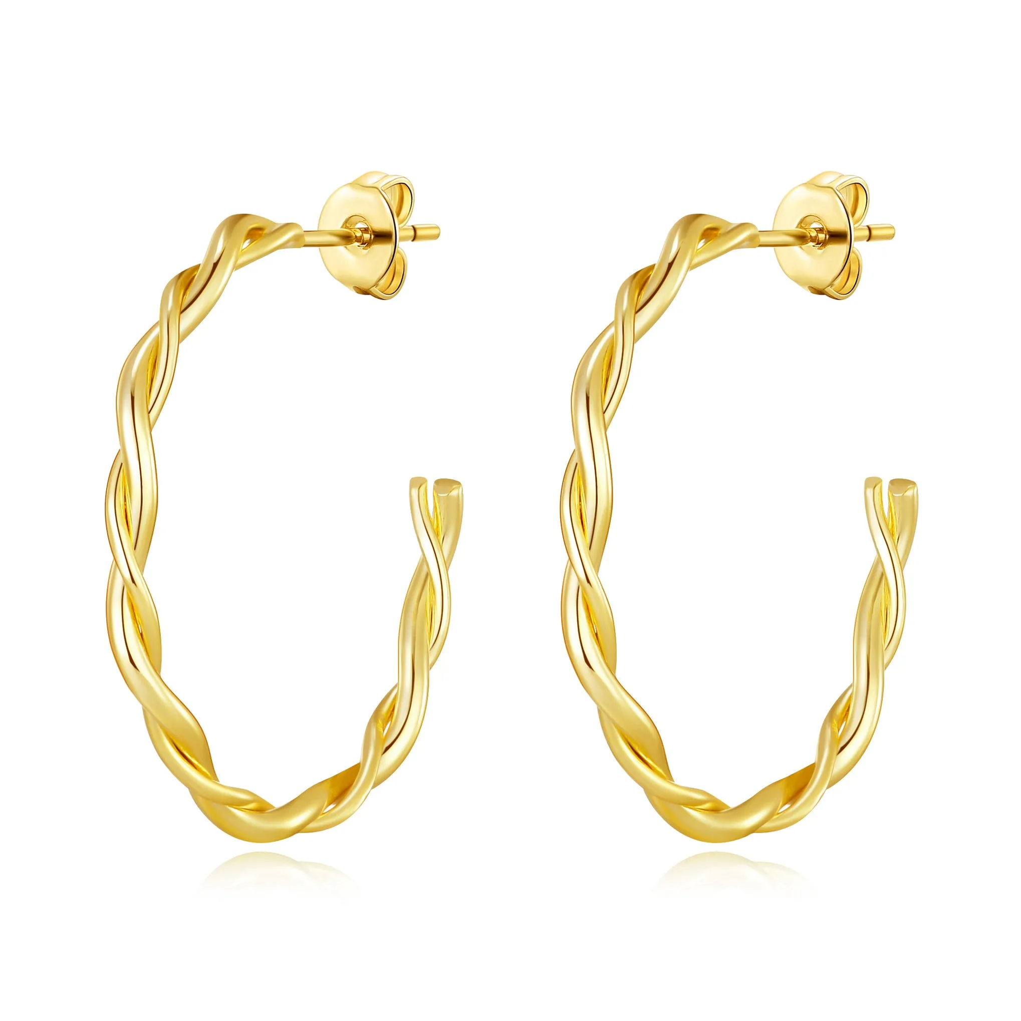 Gold Plated 30mm Twisted Hoop Earrings