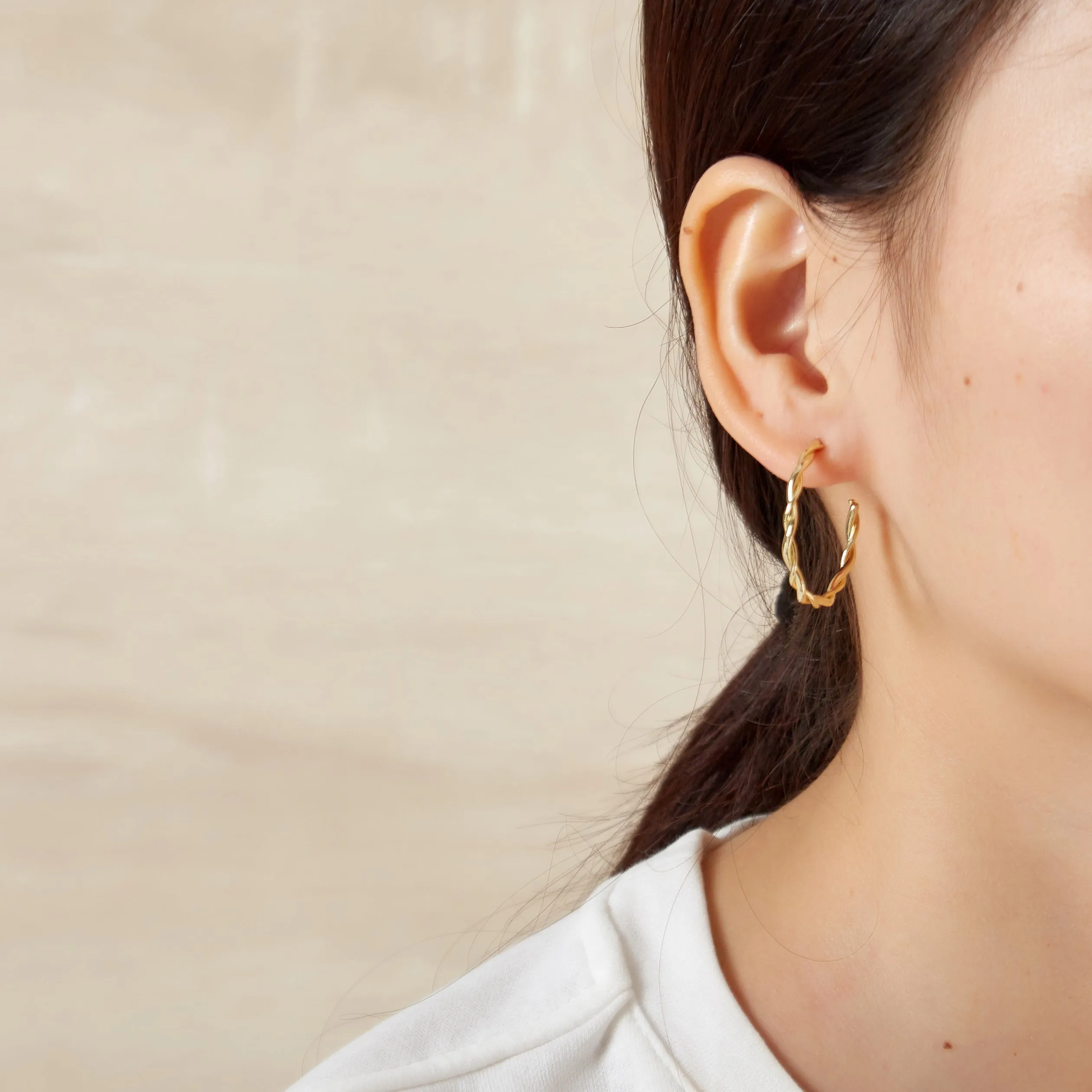 Gold Plated 30mm Twisted Hoop Earrings