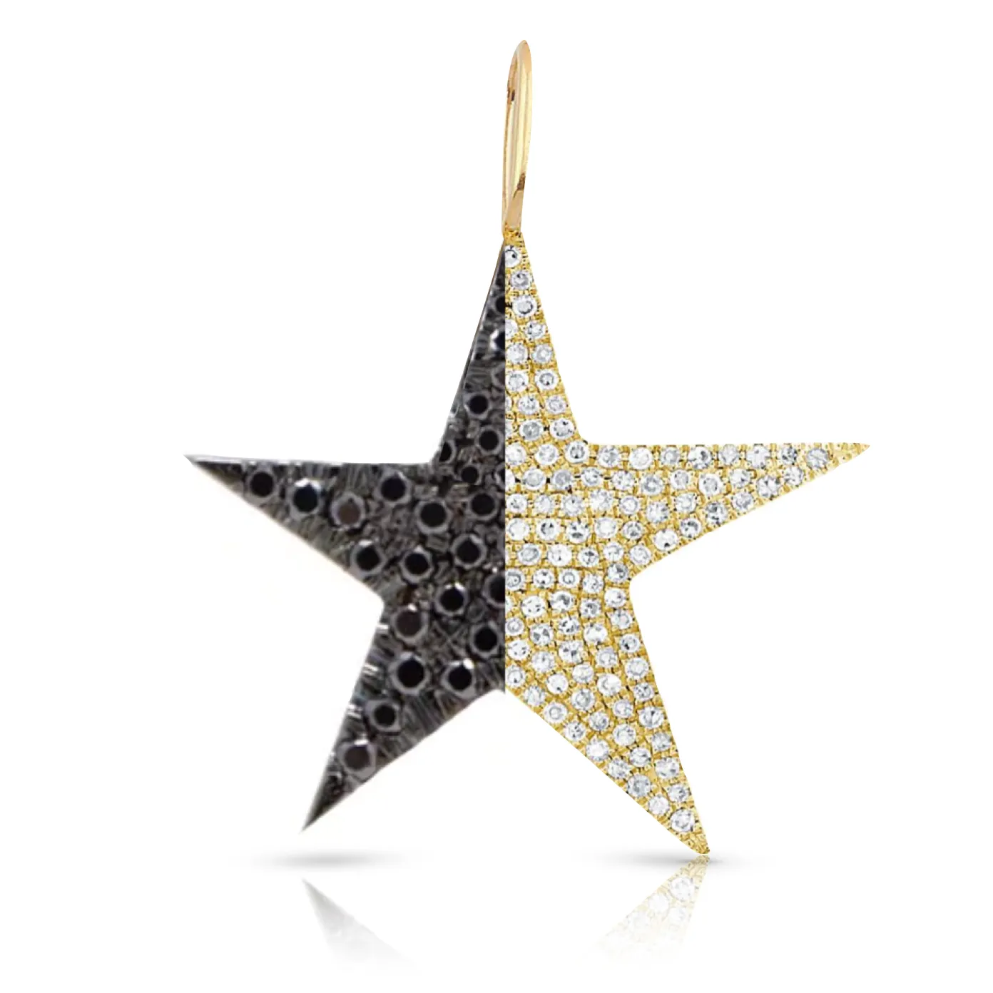 Half Diamond Half Gemstone Pave Star Charm