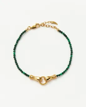 Harris Reed In Good Hands Mini Beaded Gemstone Bracelet | 18ct Gold Plated/Malachite