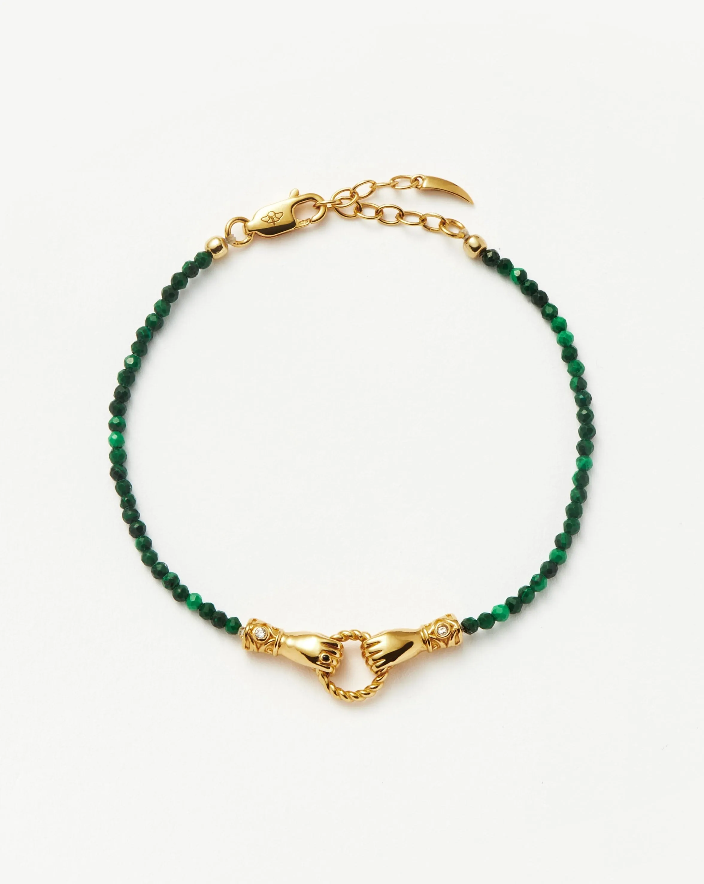 Harris Reed In Good Hands Mini Beaded Gemstone Bracelet | 18k Gold Plated/Malachite