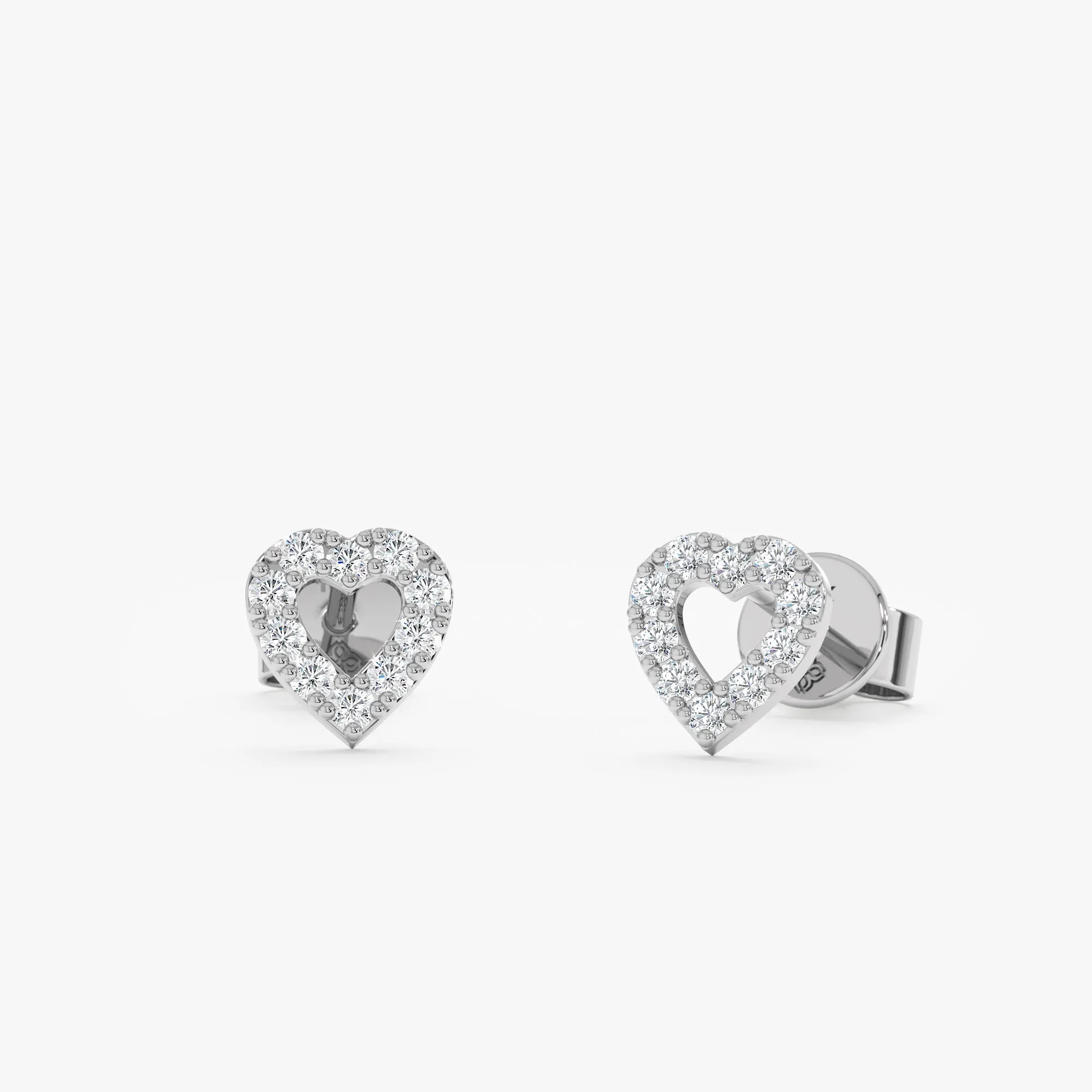 Heart Outline Diamond Studs, Penelope