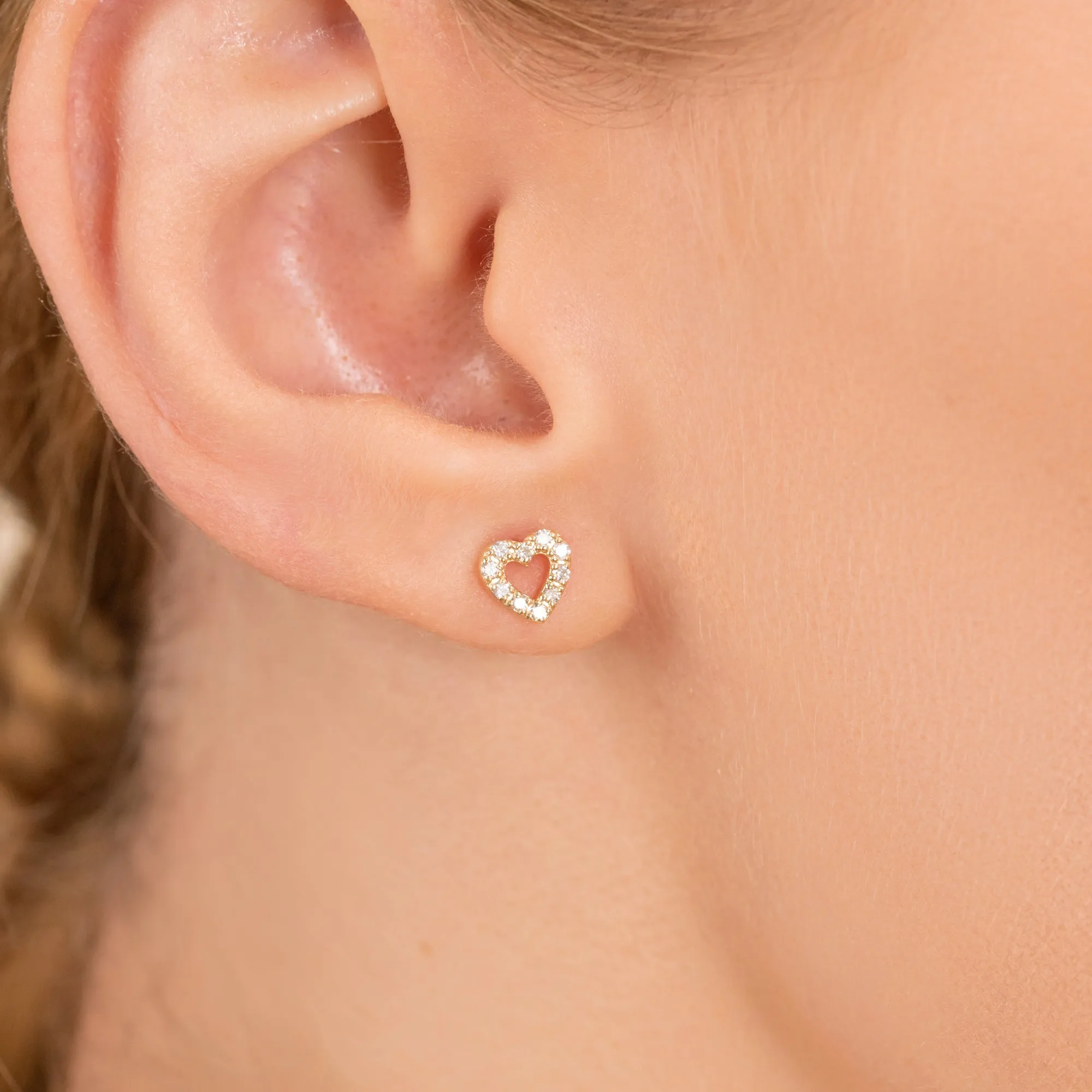 Heart Outline Diamond Studs, Penelope