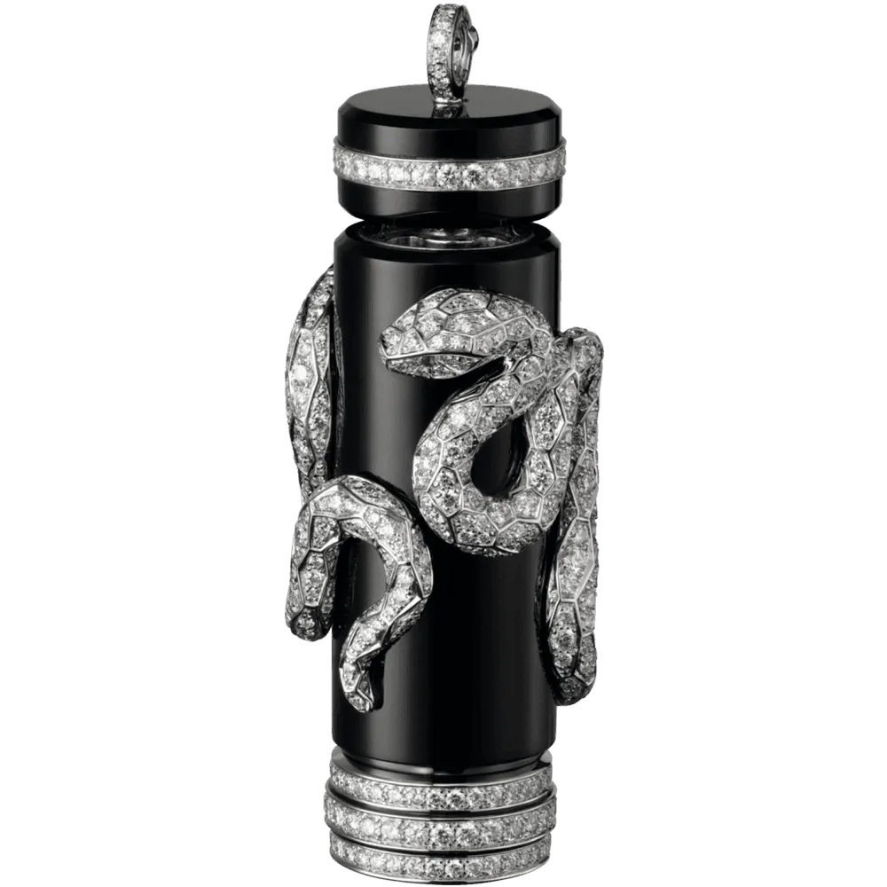 High Jewelry visible hour serpent décor pendant watch