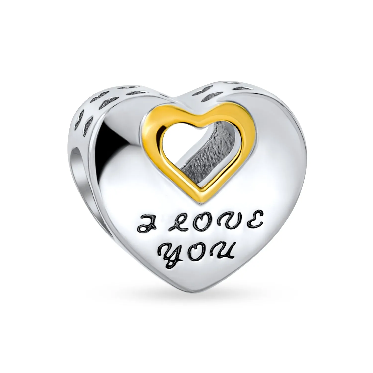 I Love You Personalized Word Alphabet Infinity Heart Shaped Bead Charm