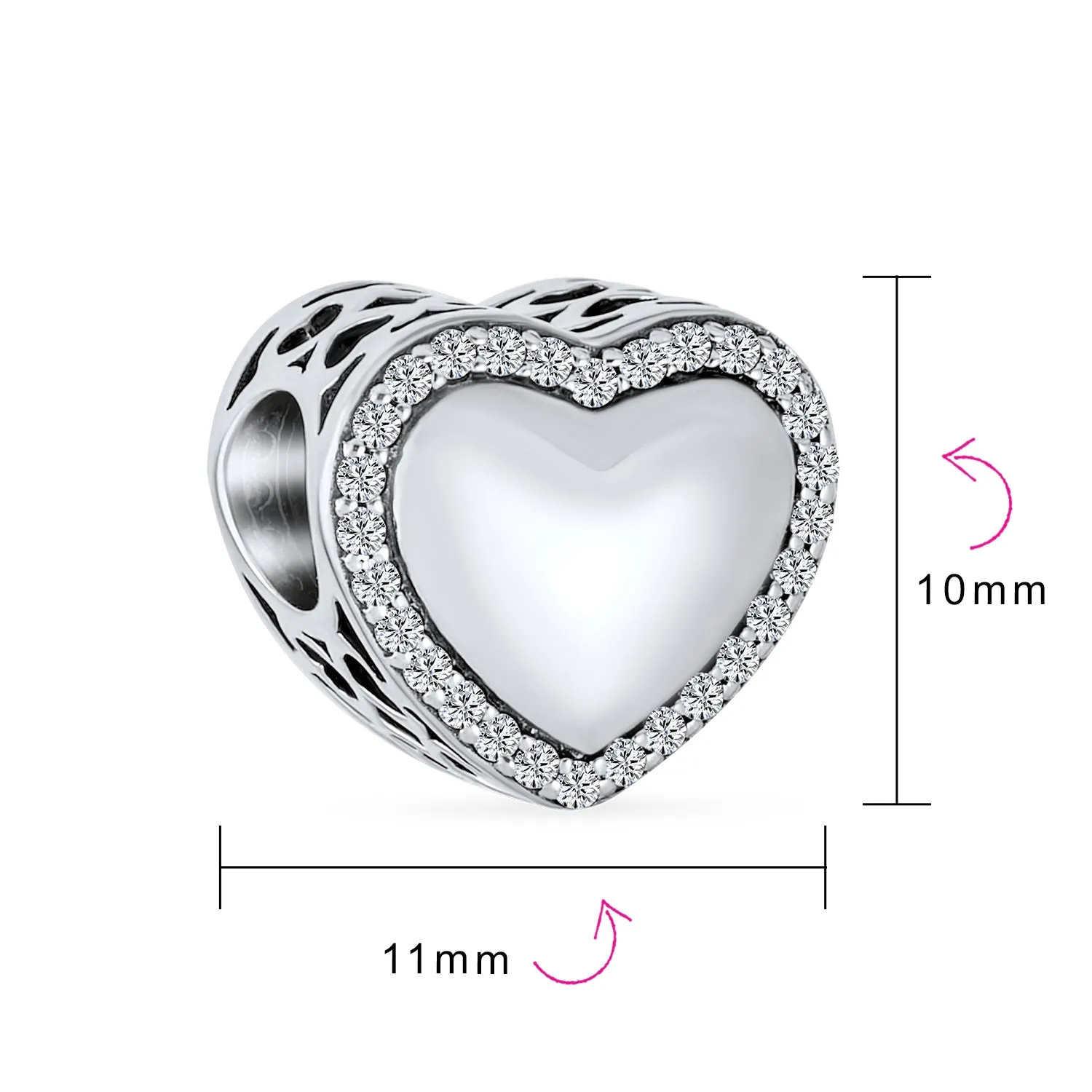 I Love You Personalized Word Alphabet Infinity Heart Shaped Bead Charm