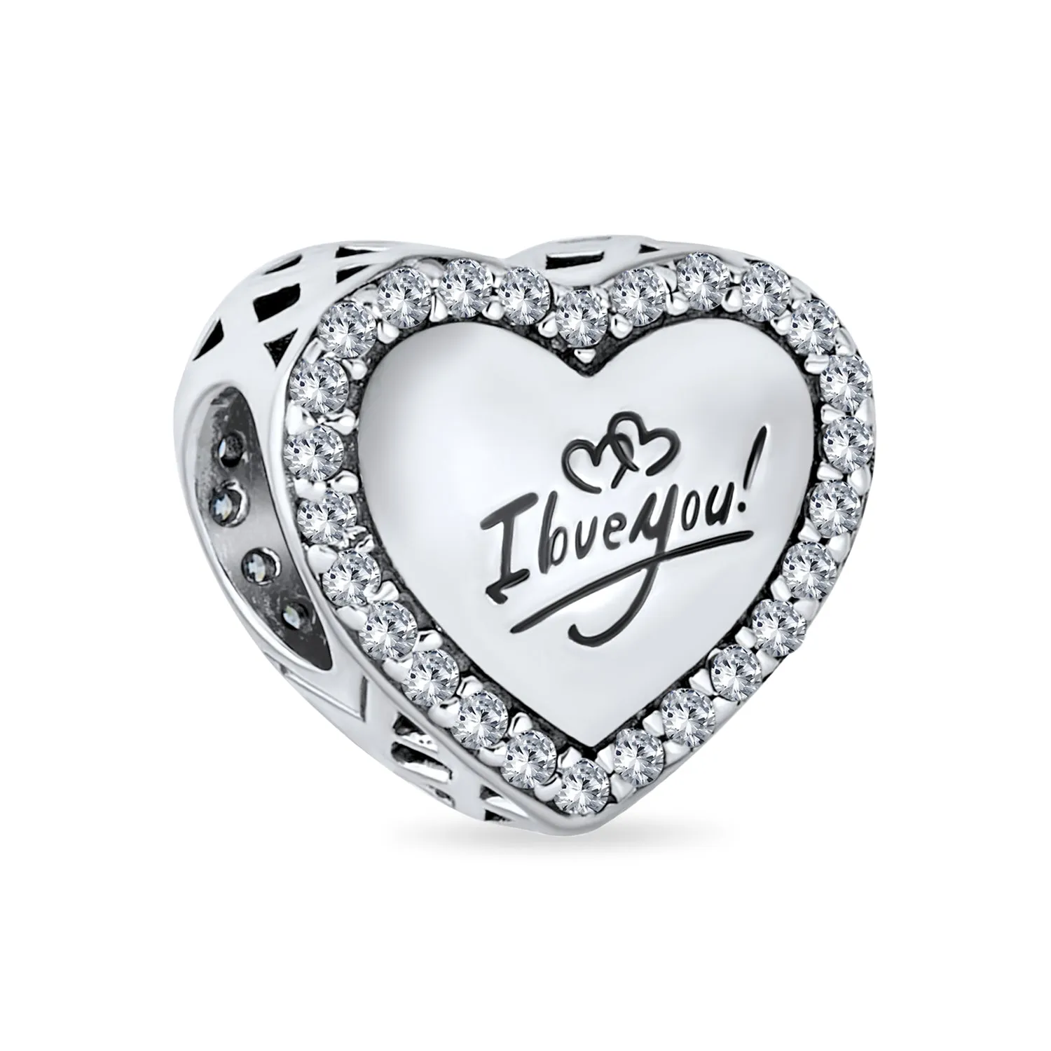 I Love You Personalized Word Alphabet Infinity Heart Shaped Bead Charm