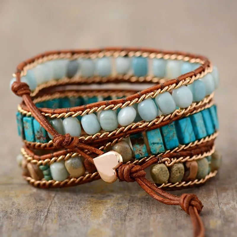 Jasper & Amazonite Wrap Bracelet